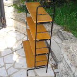 Shelf library Scandinavian wood and iron circa 1960/1970