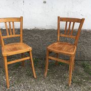 Pair of vintage curved wooden bistro chairs