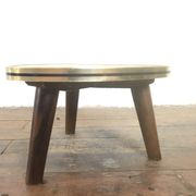 Small triangular table coffee table with a vintage tripod door midcentury plant 1950