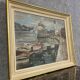 Painting / oil on canvas Art Deco period circa 1940 port view