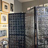 4-leaf screen in black openwork metal