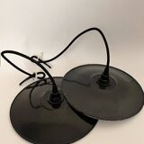 Pair of black enamelled metal bowls