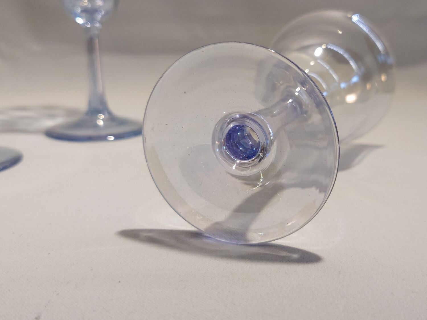 Blue crystal wine glasses x6