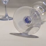 Blue crystal wine glasses x6