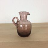 Pink bubbled glass vase or pitcher, milk pot