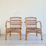 Pair of antique rattan armchairs