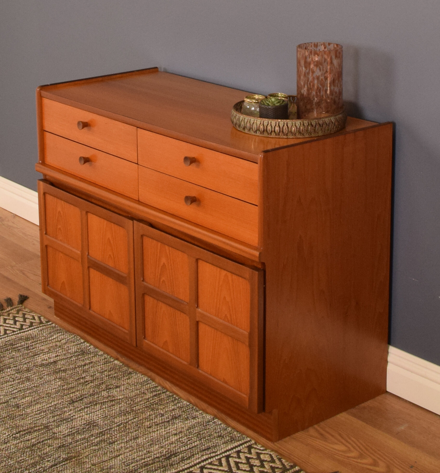 Restored Teak Retro Nathan Squares Sideboard Cabinet