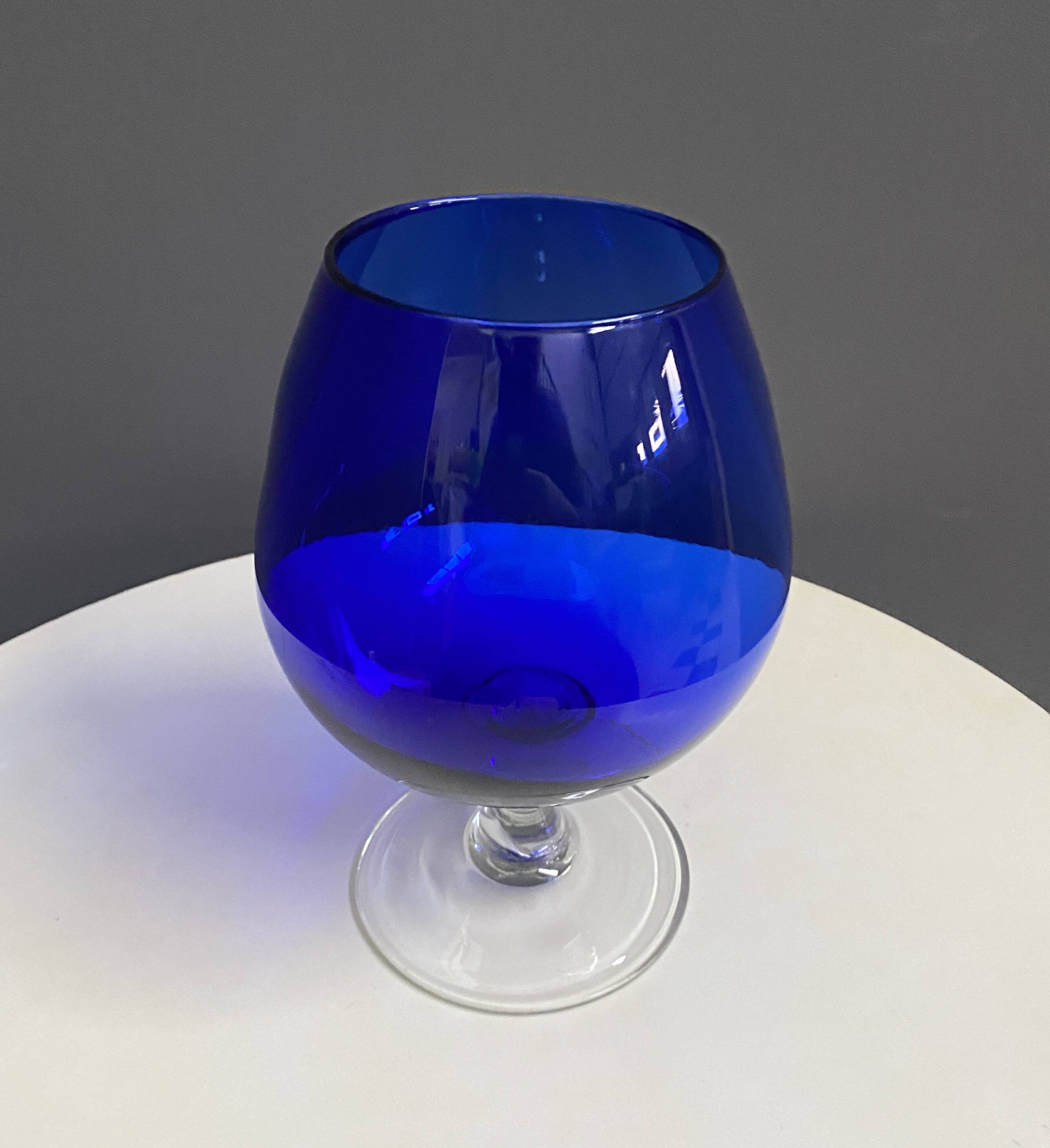 Empoli dark blue large glass shape vase 1960s