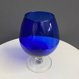 Empoli dark blue large glass shape vase 1960s