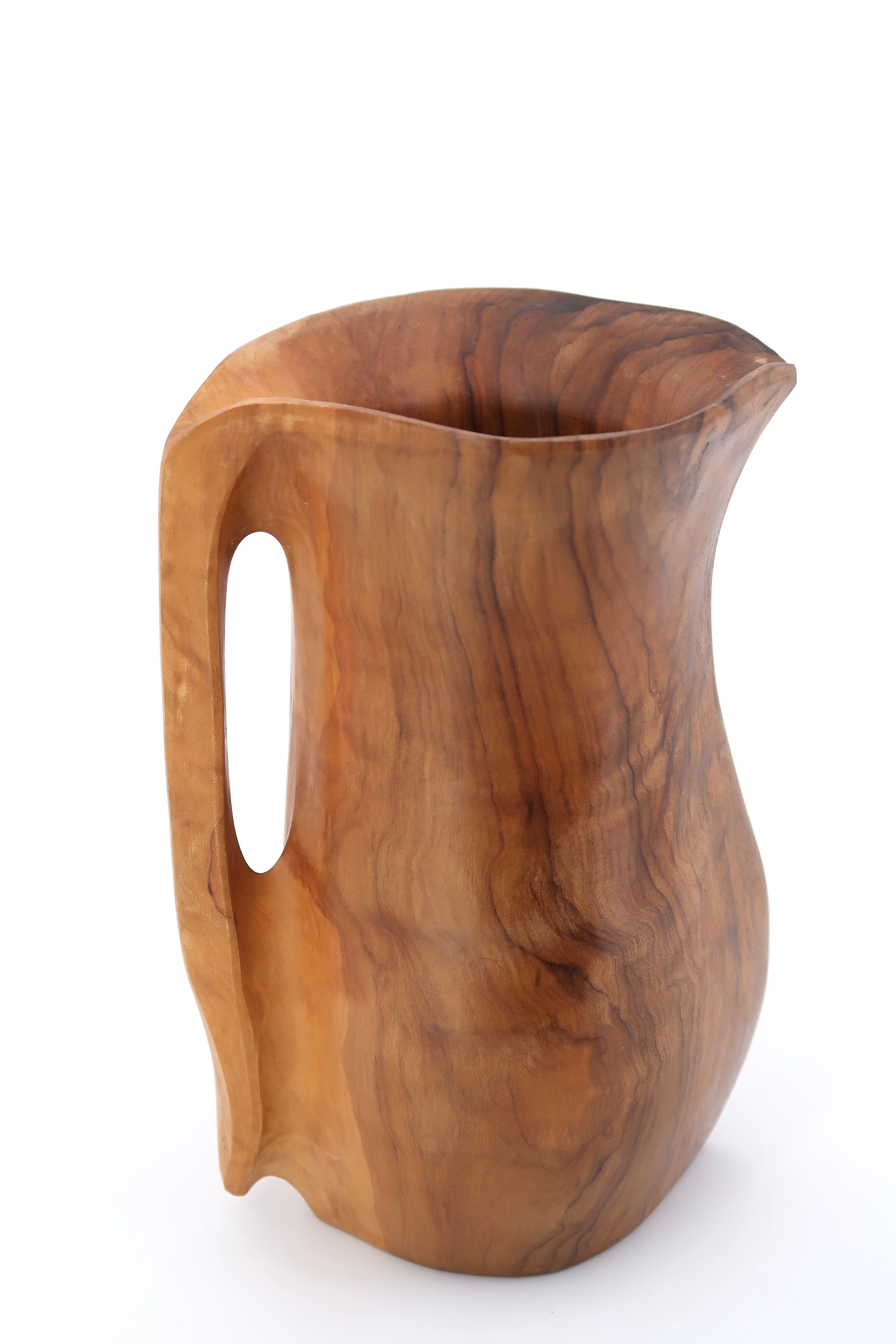 Sculptural wooden pitcher, 60s