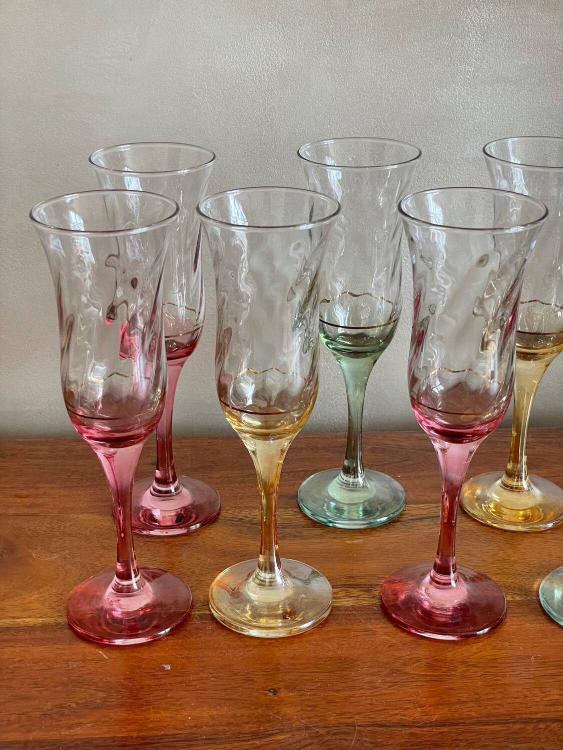 Colorful champagne flutes