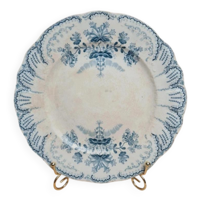 Assiette ancienne Saint-amand & Hamage modèle Régence – décor bleu dentelle