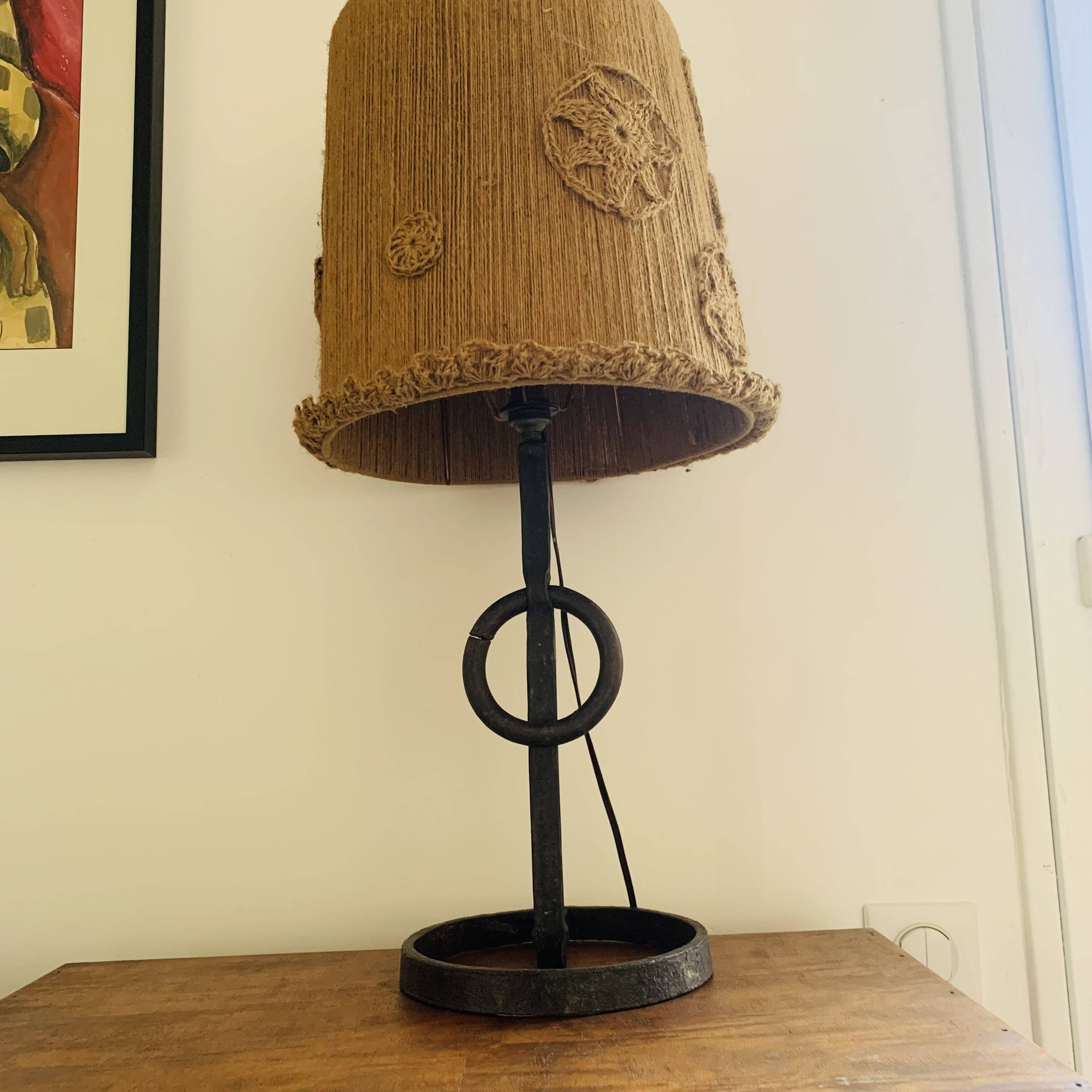 1950s wrought iron table lamp