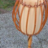 Bamboo and rattan floor lamp 2 lights from the 70s