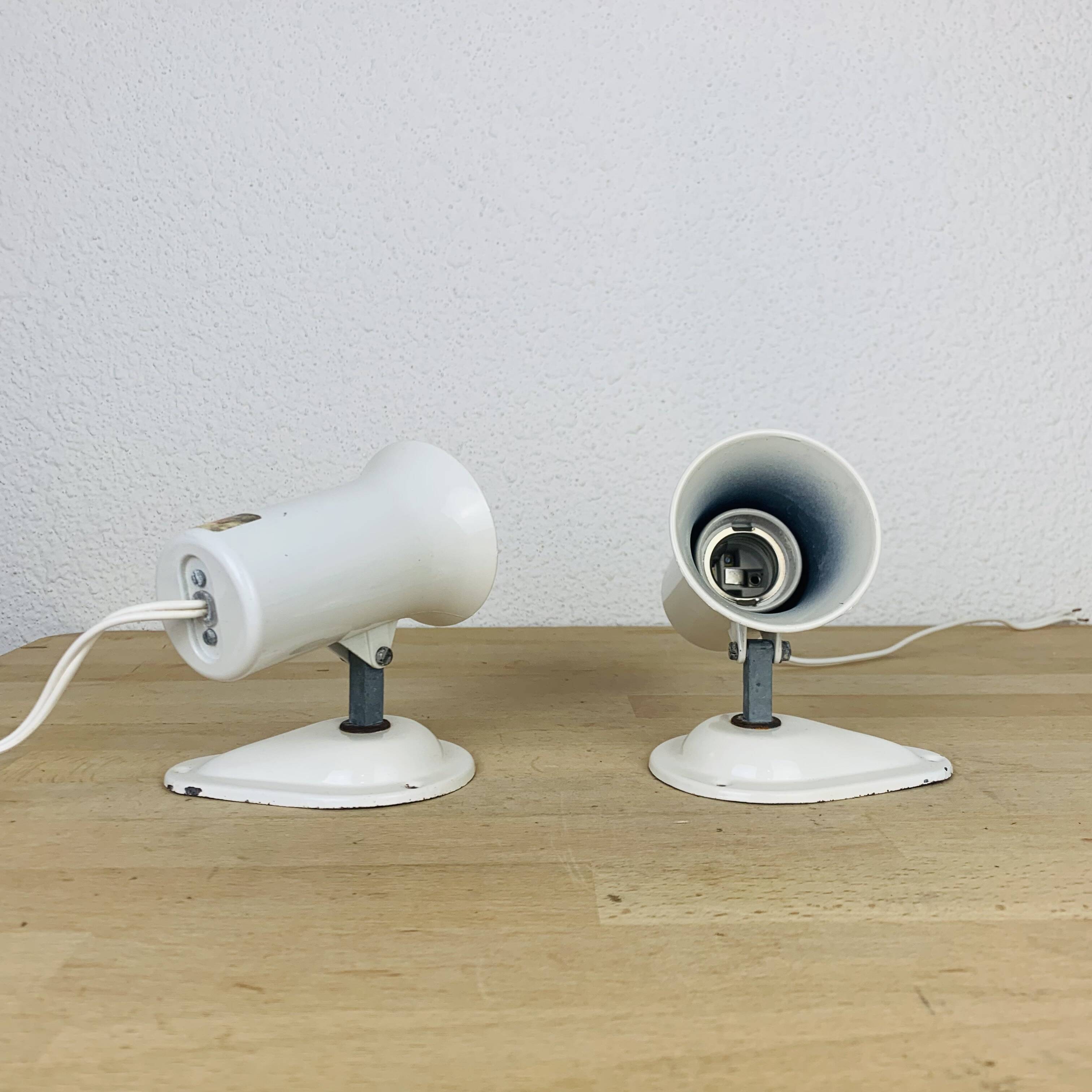 Pair of vintage white metal Lita spotlights