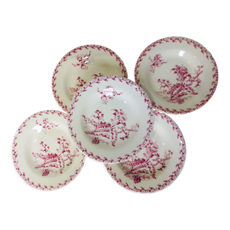 5 hollow plates in Gien iron earth model Thistles