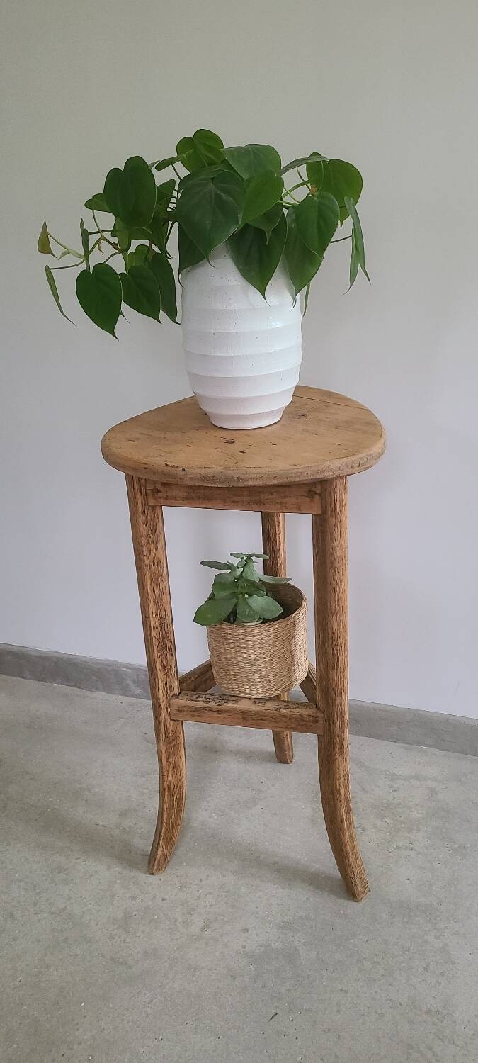 Old solid oak plant stand