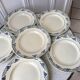 Lot de 6 assiettes plates Terre de Fer Moulins des Loups & Hamage vertes et bleues fin XIXème