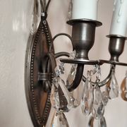Wall light in tinned brass and crystal pendants - rococo light 2 lights