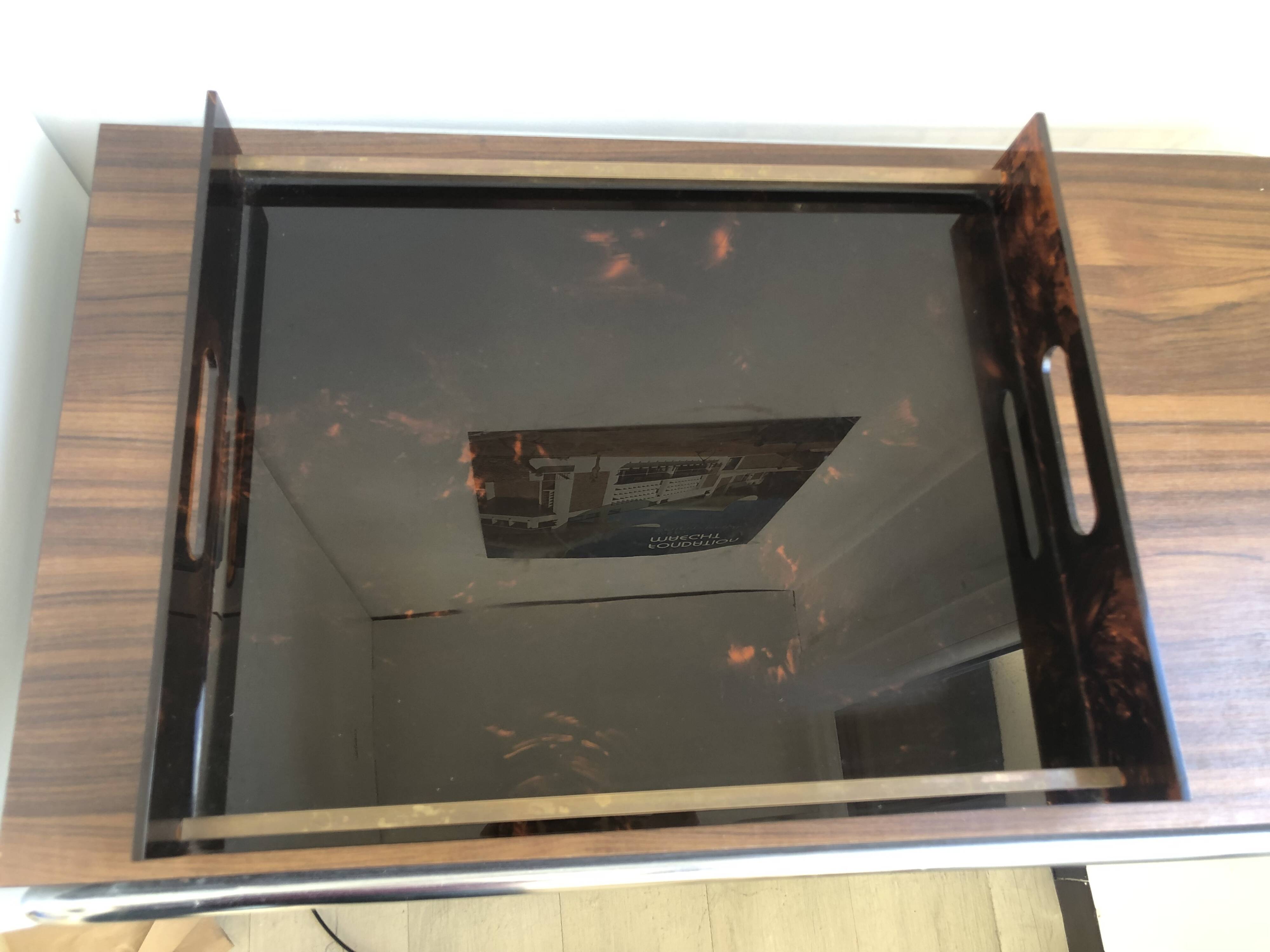 Lucite and brass tray, 70s