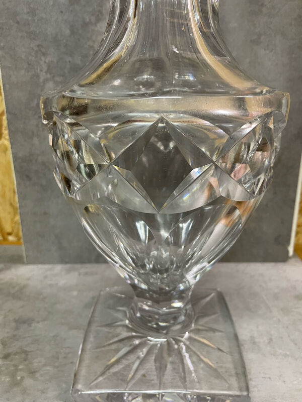 Vase balustre cristal taillé diamant croix de Lorraine
