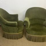 Pair of green toad armchairs