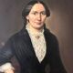 Antique oil portrait painting, framed large lady portrait, c. 1840