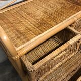 Dresser vintage Wicker/rattan and bamboo 2 large and 2 small drawers
