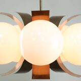 Vintage Italian Copper and Opaline Chandelier, 1970s