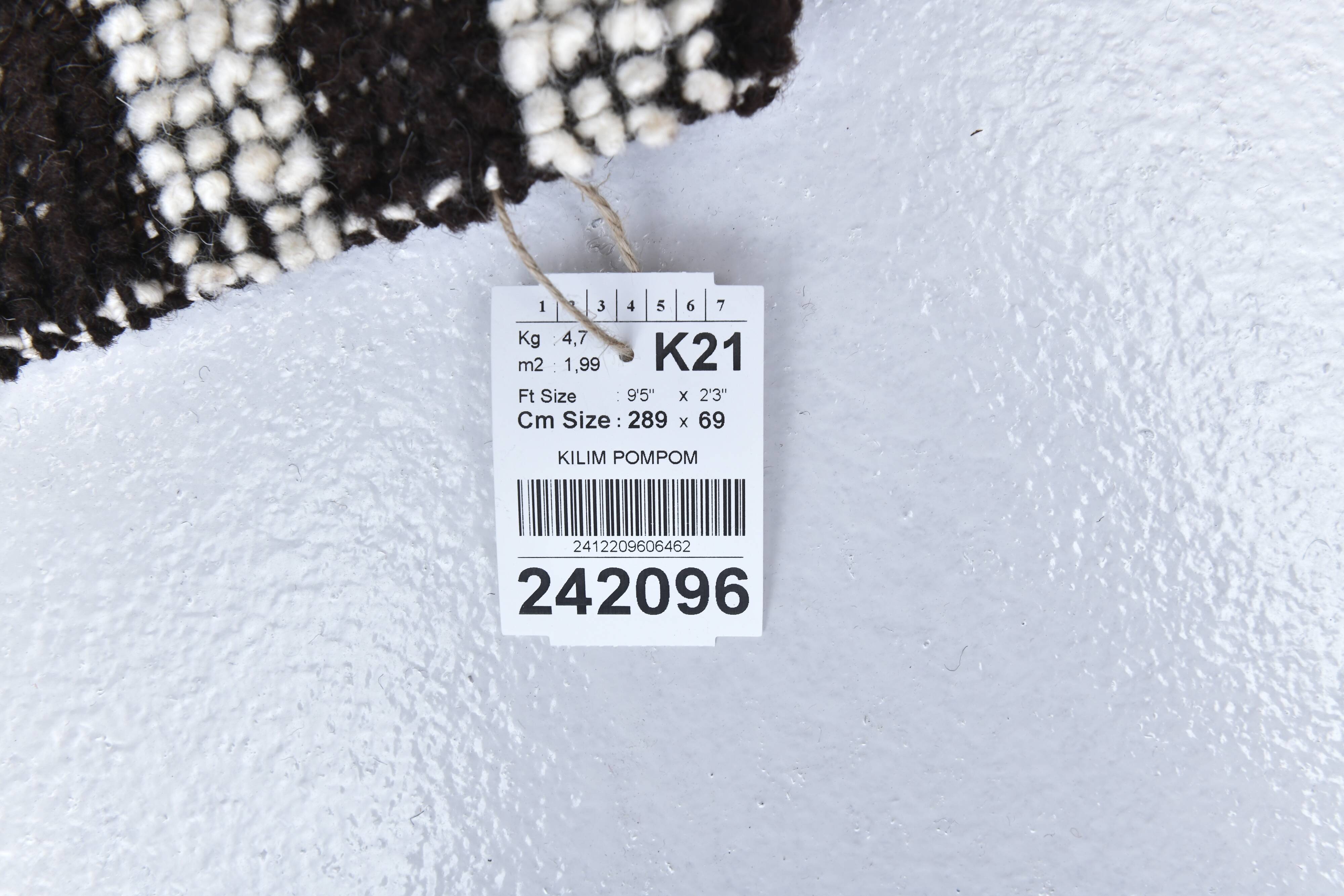 2x9 Brown White Striped Runner Rug, 69x289Cm SK 242096