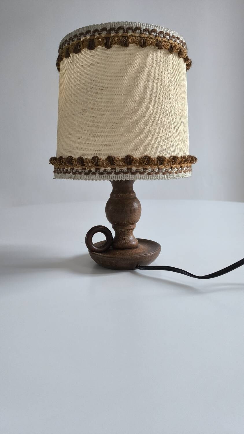 1950s turned wood table lamp