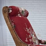 1920-30s, Danish armchair, furniture cotton fabric, hand carved oak wood.