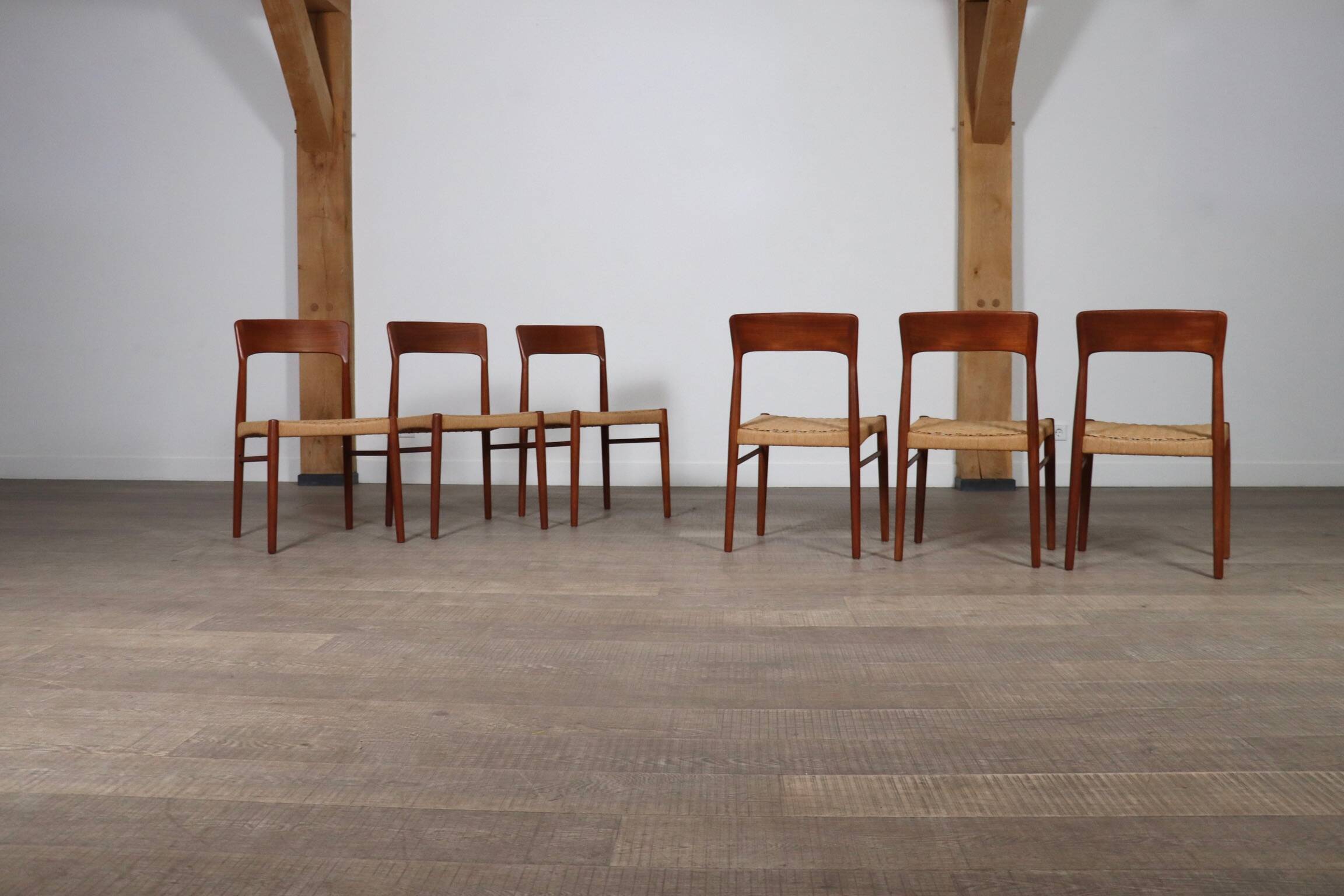 Kai Kristiansen Dining Chairs In Teak And Papercord For KS Mobler, Denmark 1960s, Set Of 6