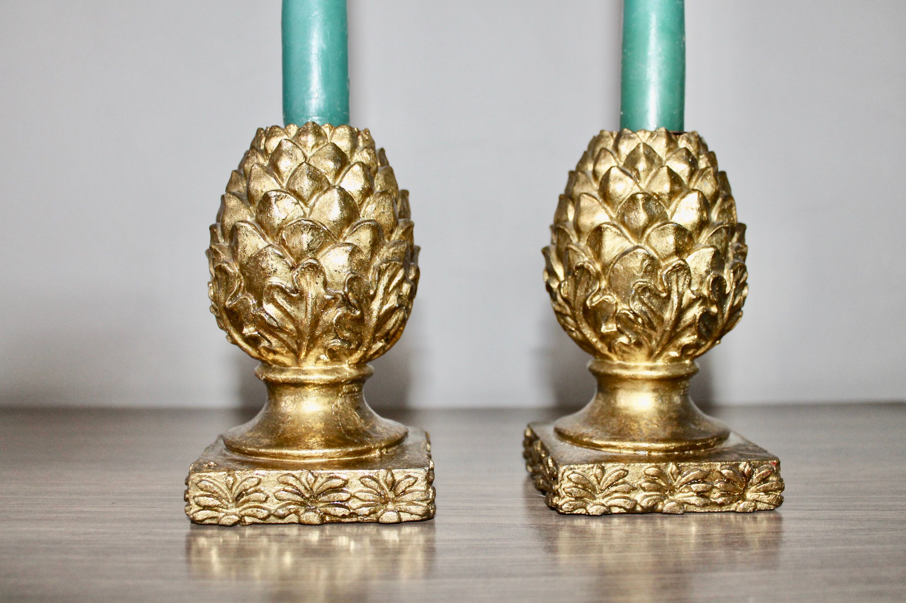 Pair of bread apple candlesticks