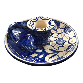 Candleholder blue floral decoration