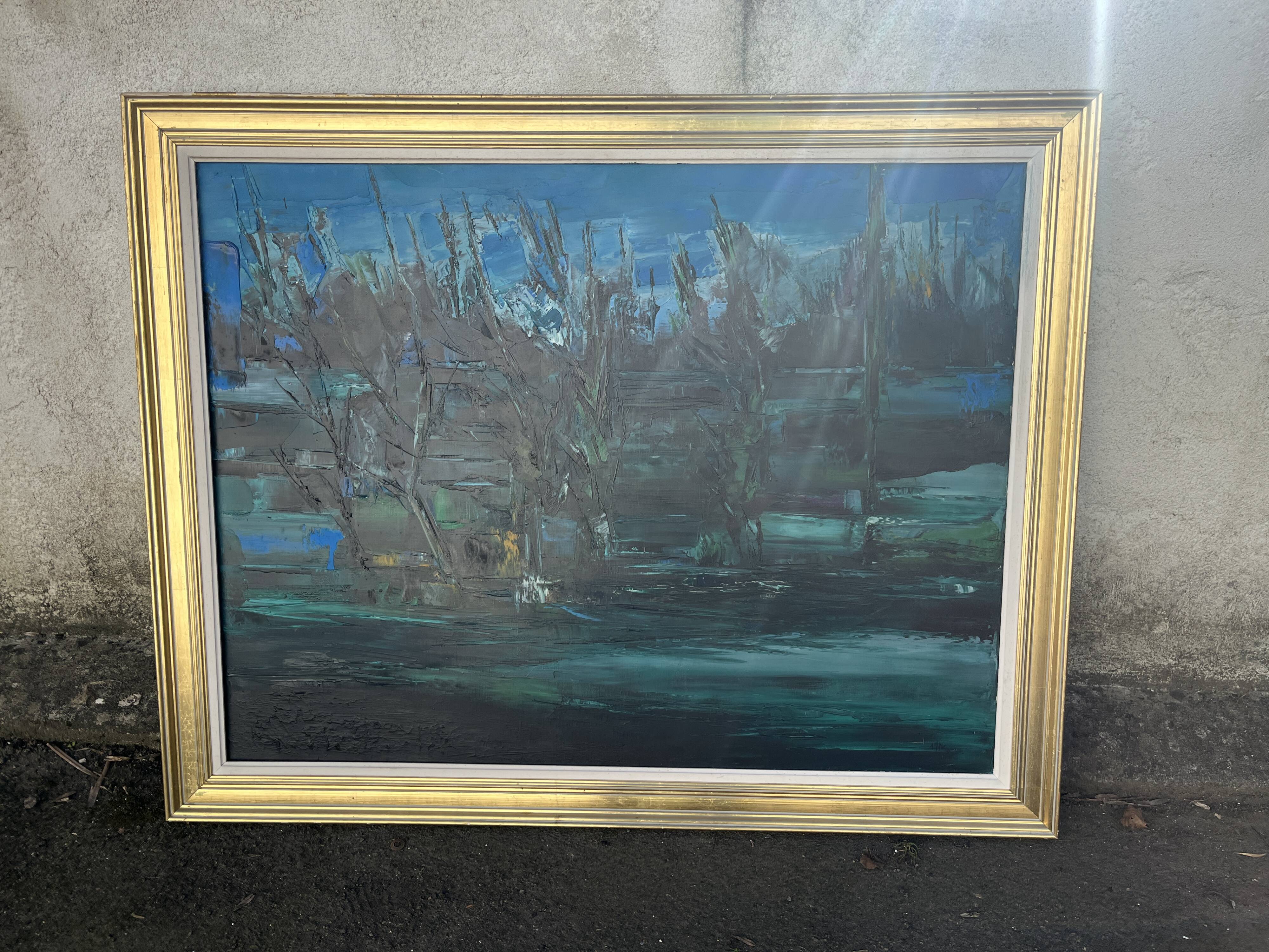 Painting by Marc-Jean Couvert - Blue abstract composition