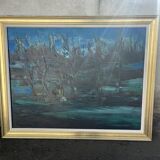 Painting by Marc-Jean Couvert - Blue abstract composition