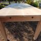 Extendable farmhouse table in solid patinated oak