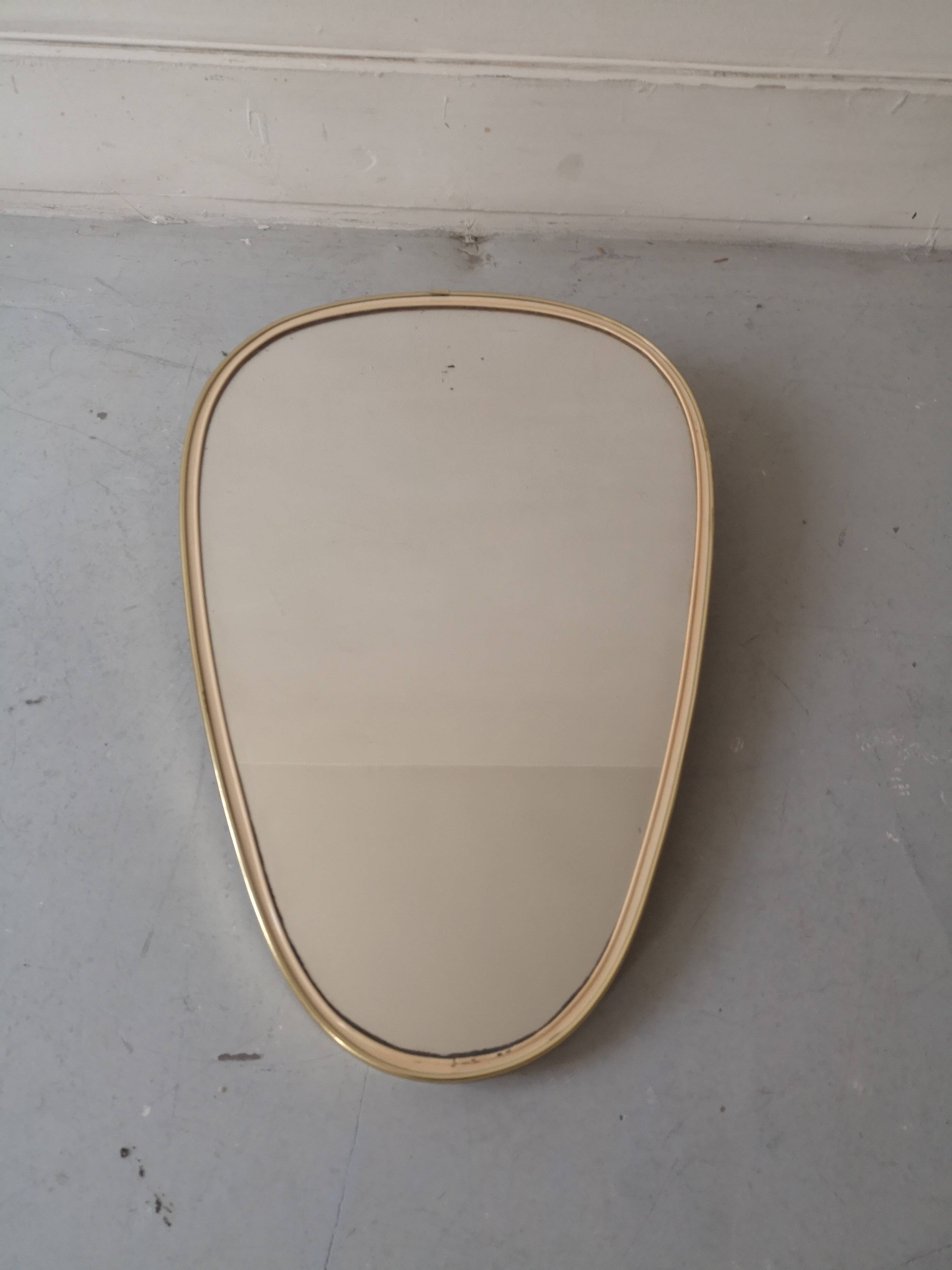 Asymmetrical oval rearview mirror vintage 1960