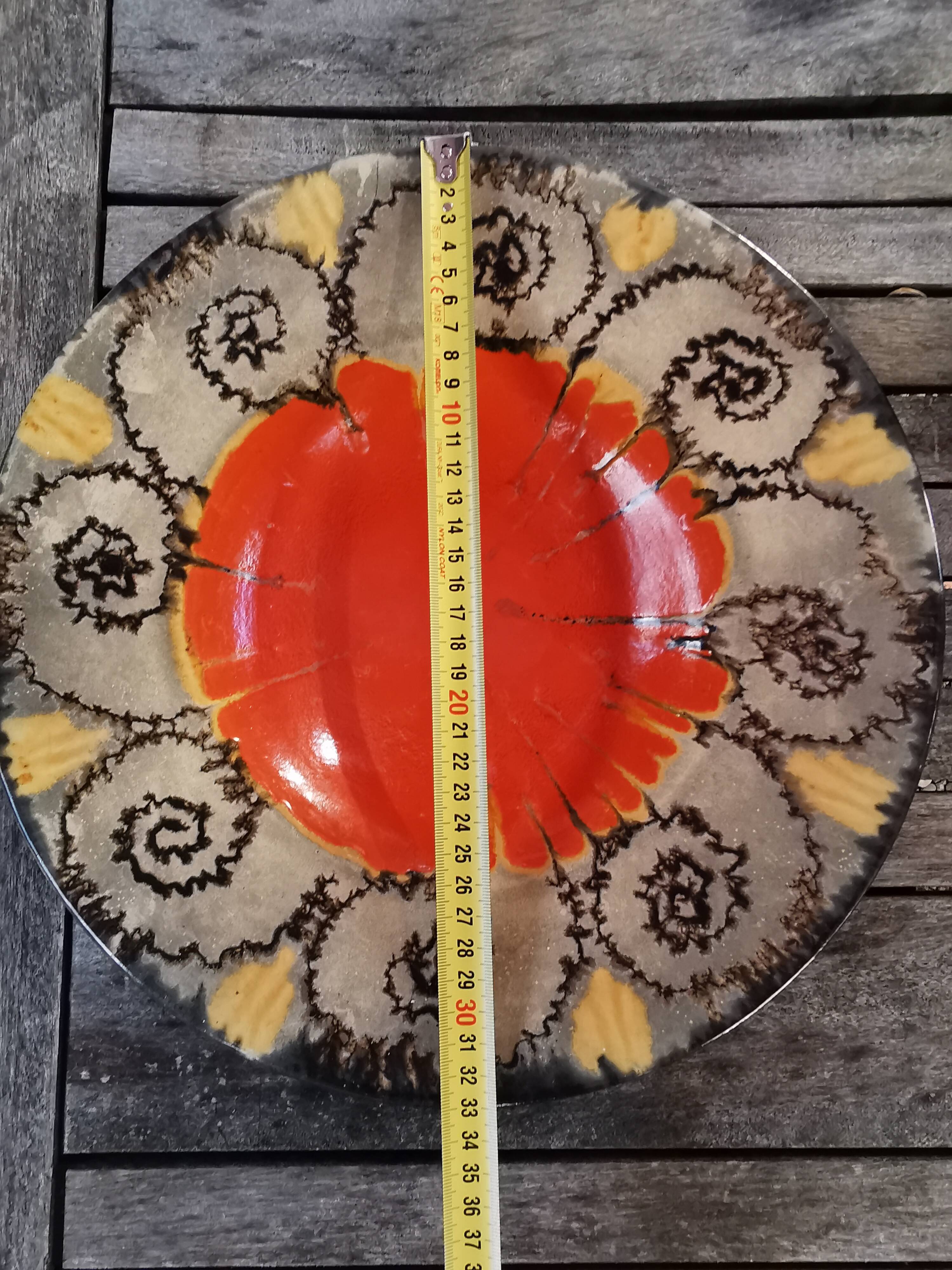 Dish Round orange ceramic vintage