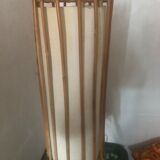 Lampe rotin bambou osier vintage années 60 pied tripode
