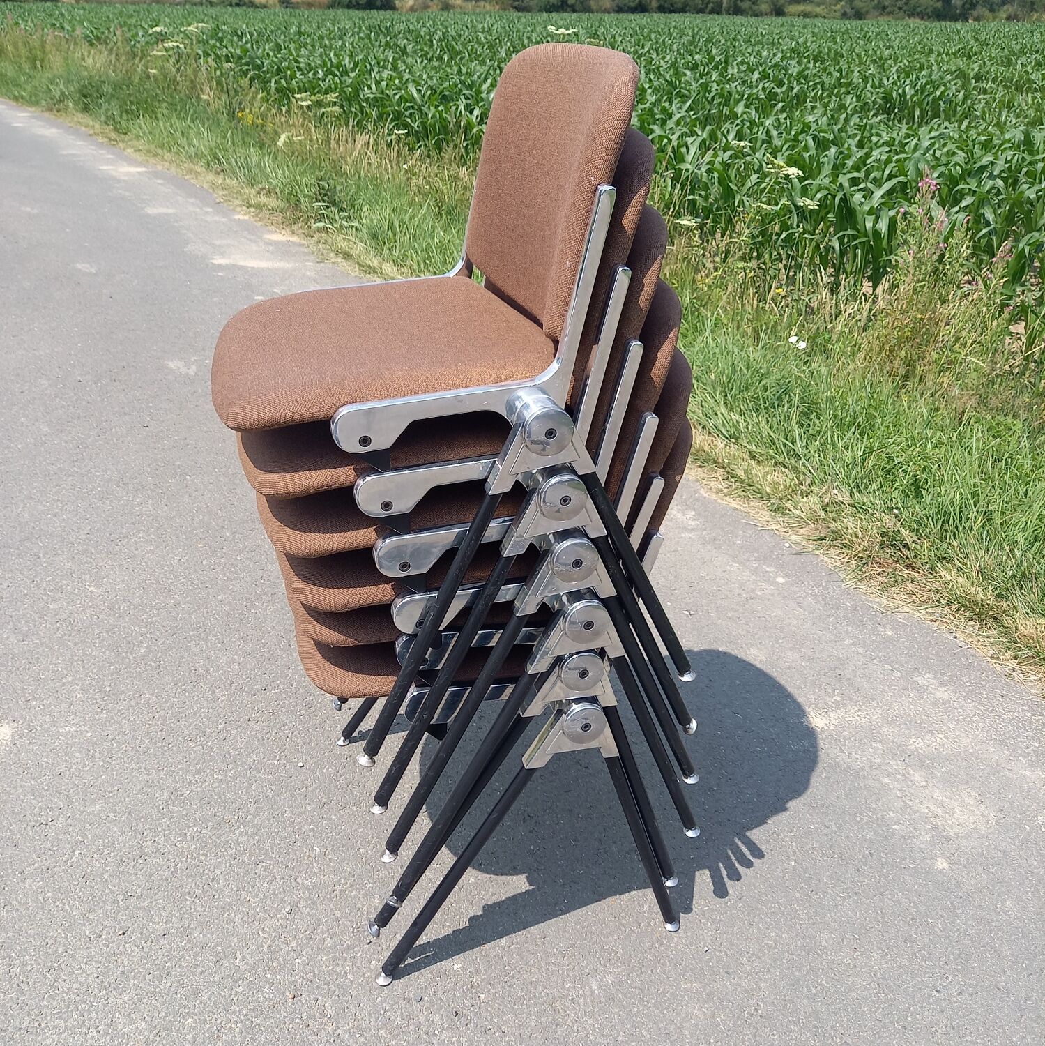 Set of 6 Italian design chairs 70s