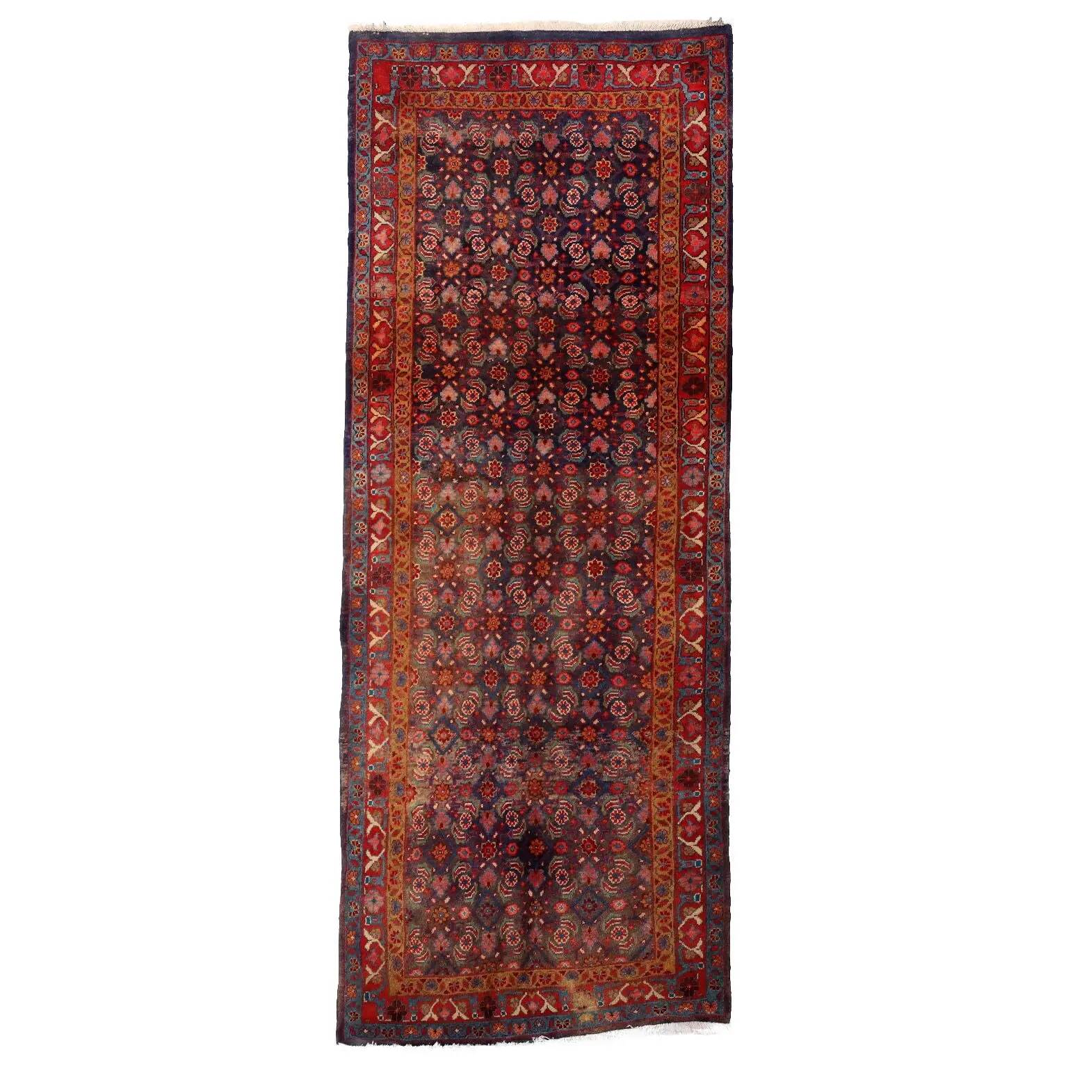 Tapis Bidjar ancien en coton et laine, gros nœud, 110 x 43 In