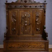 Coffre-banc Renaissance en noyer sculpté – XIXe siècle