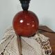 solid wood foot, glazed honey-coloured ball, La Tournerie du Sou, 1980