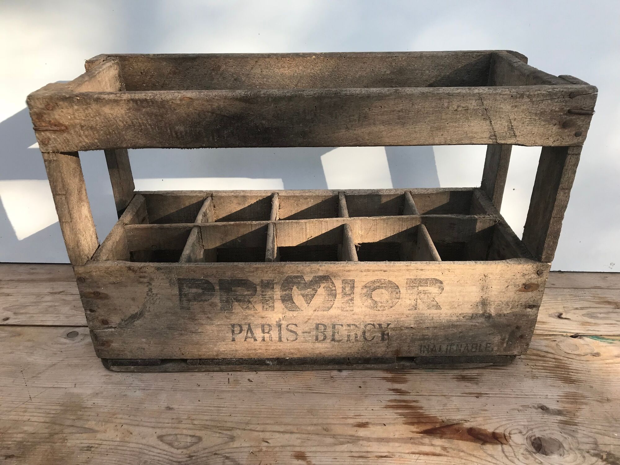 Old wooden wine rack vintage bottle holder x10