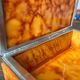 Vintage box in orange alabaster and chrome metal, Italy 1970s