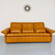Ancien Canapé 3 places De Sede en cuir épais cognac design années 70