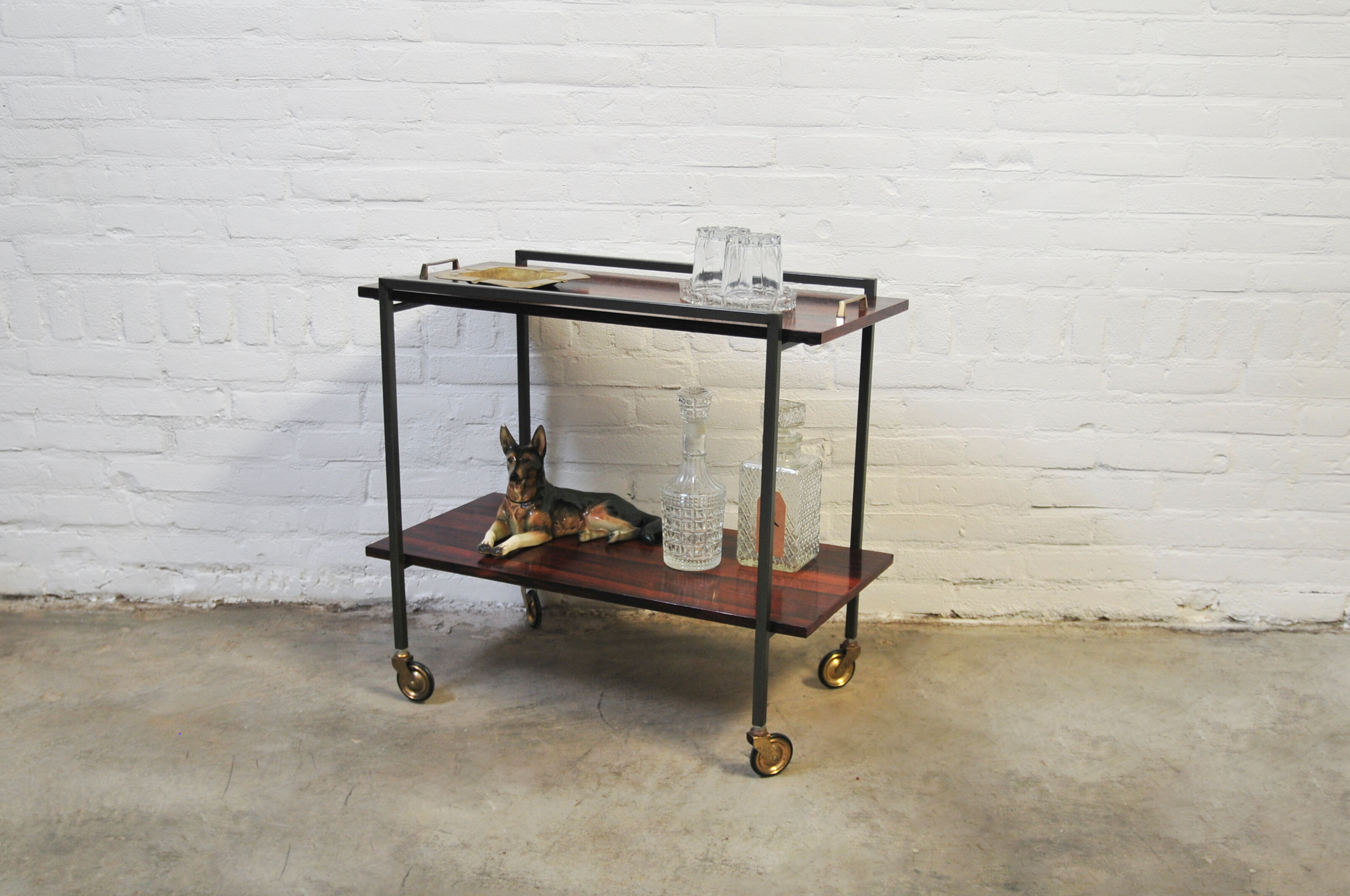 Vintage rosewood serving trolley