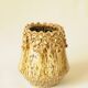 Amber Honey Ceramic Cache-Pot with Sculpted Floral Decor - Bohemian Style